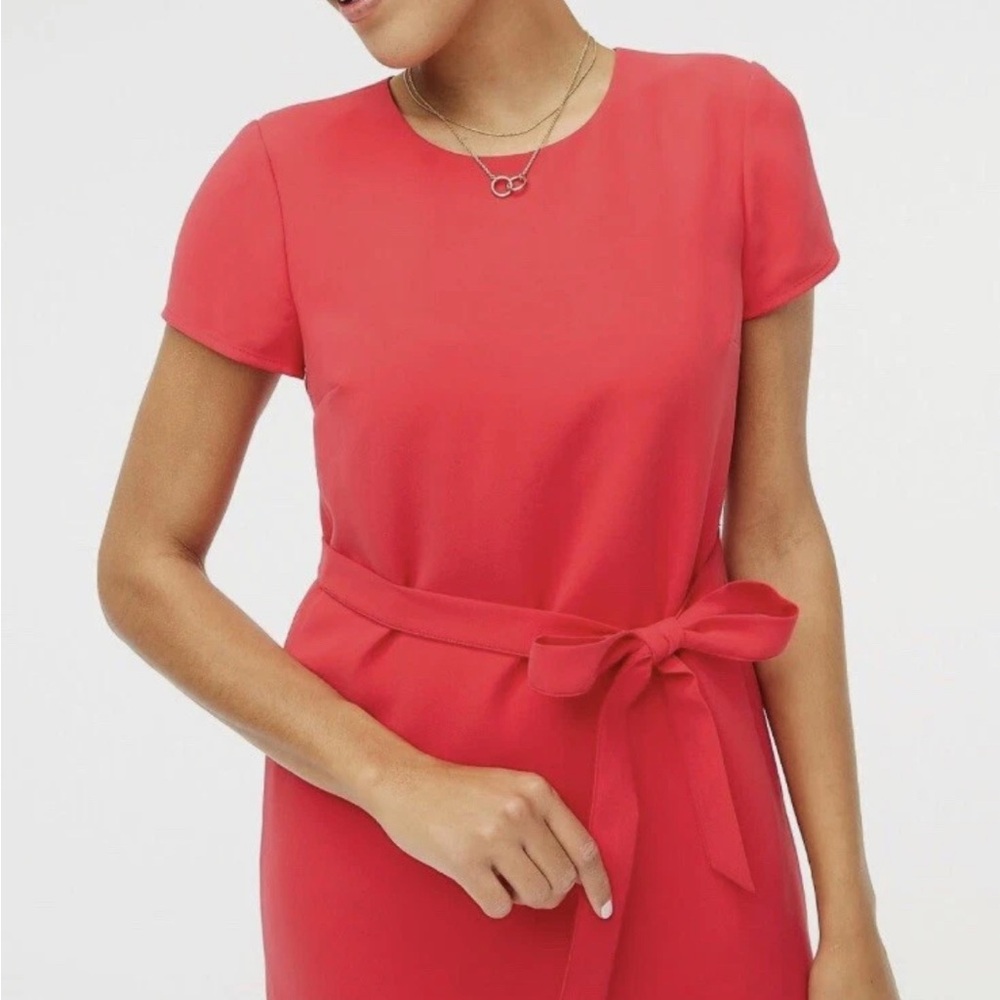 J. Crew Vibrant Red dress cap sleeve belt size 6 lined NWT